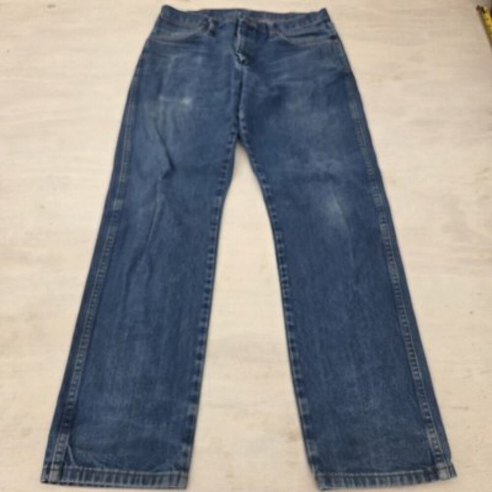 Wrangler Jeans Men 34x32 Blue Relaxed Fit A001 Cowboy Cut Western Distressed